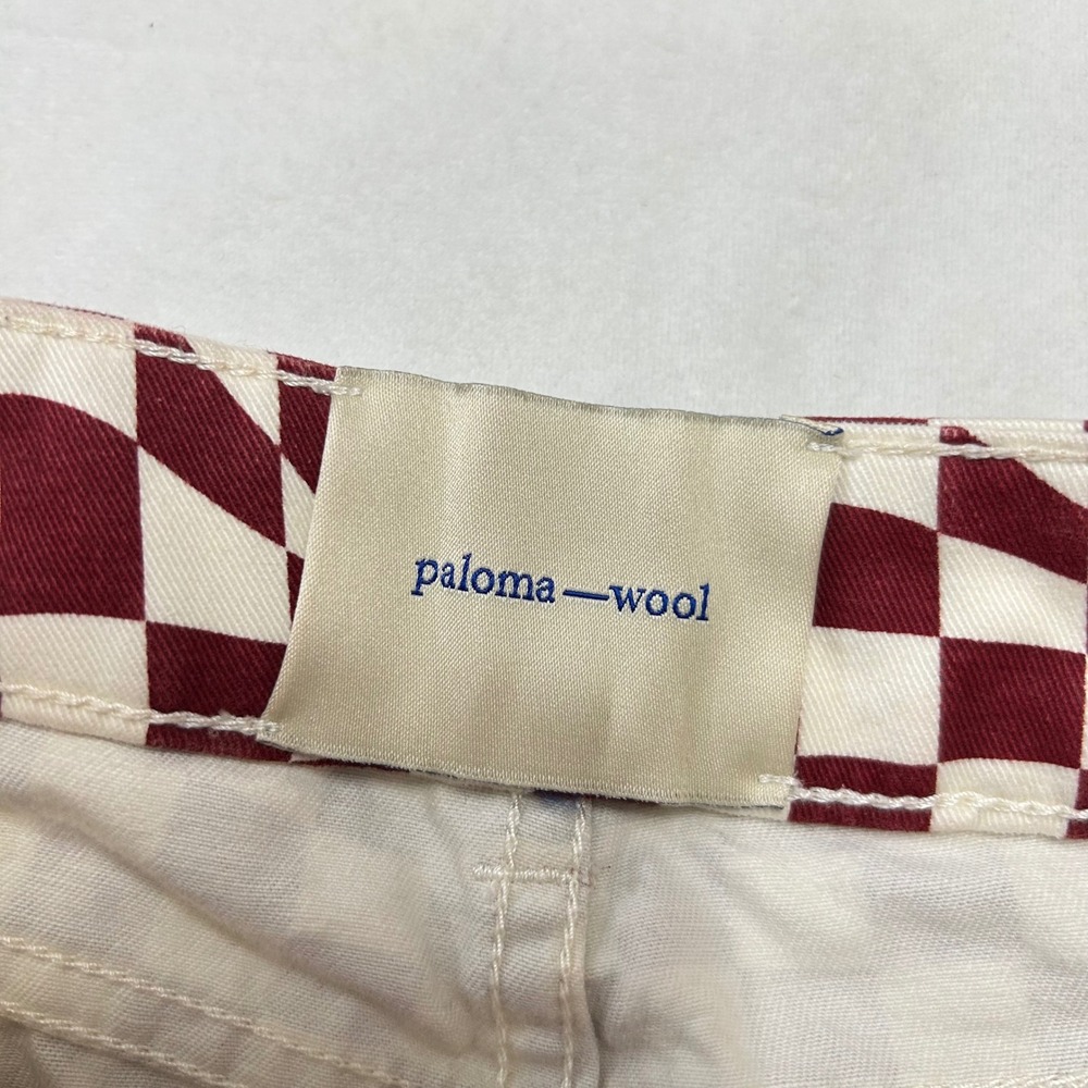 Paloma Wool Burgundy Psychedelic Checkered Straight Leg Pants - Picture 3 of 10